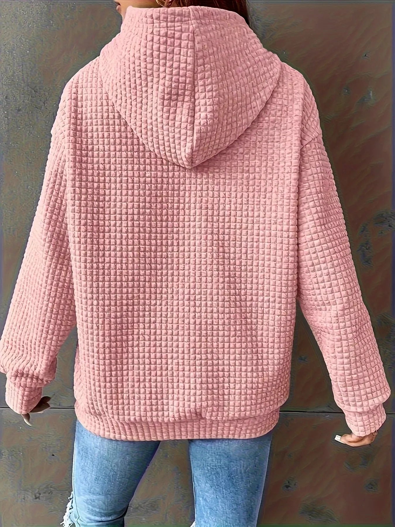 Sarah Express Women's Textured Knit Drawstring Hoodie