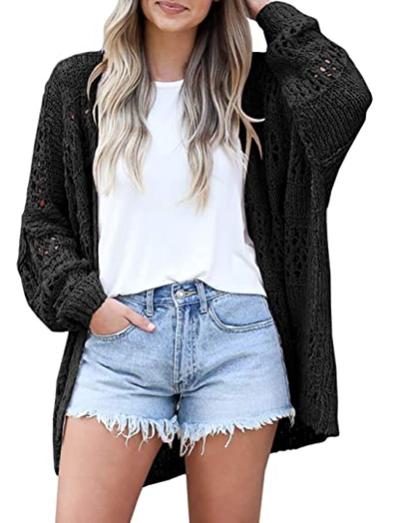 Sarah Express Women's Lightweight Knit Cardigan Long Sleeve V-Neck - Casual Fall Winter Loose Fit Open Front