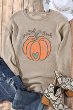 Sarah Express Women's Pumpkin Graphic Round Neck Long Sleeve Sweatshirt
