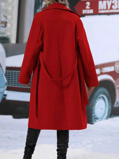 Sarah Express Women's Double-Breasted Tie Waist Coat - Belted Blazer Jacket