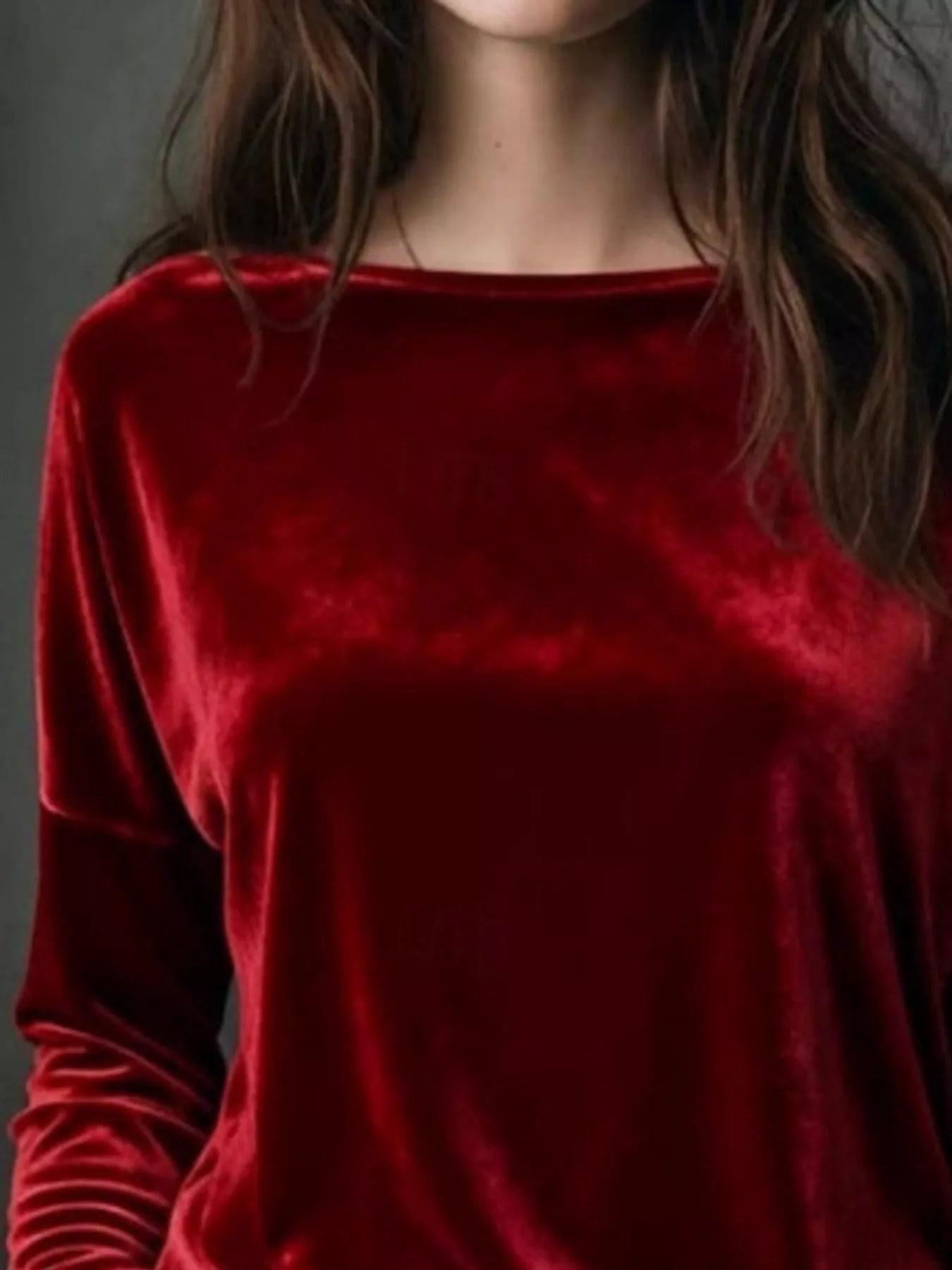 Sarah Express Women's Velvet Long Sleeve T-Shirt - Luxe Soft Touch Top for Plus Size