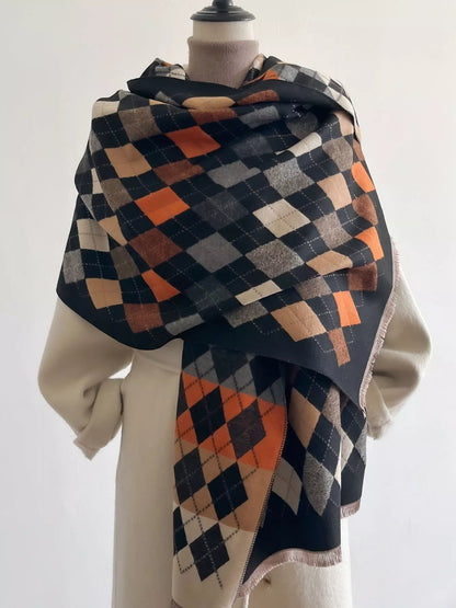 Sarah Express Women's Diamond Pattern Warm Scarf Style B One Size