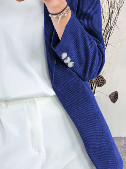 Sarah Express Women's Corduroy Blazer Plus Size - Lapel Collar Casual Jacket