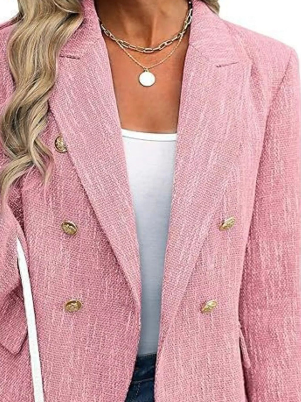 Sarah Express Women's Double-Breasted Lapel Collar Blazer