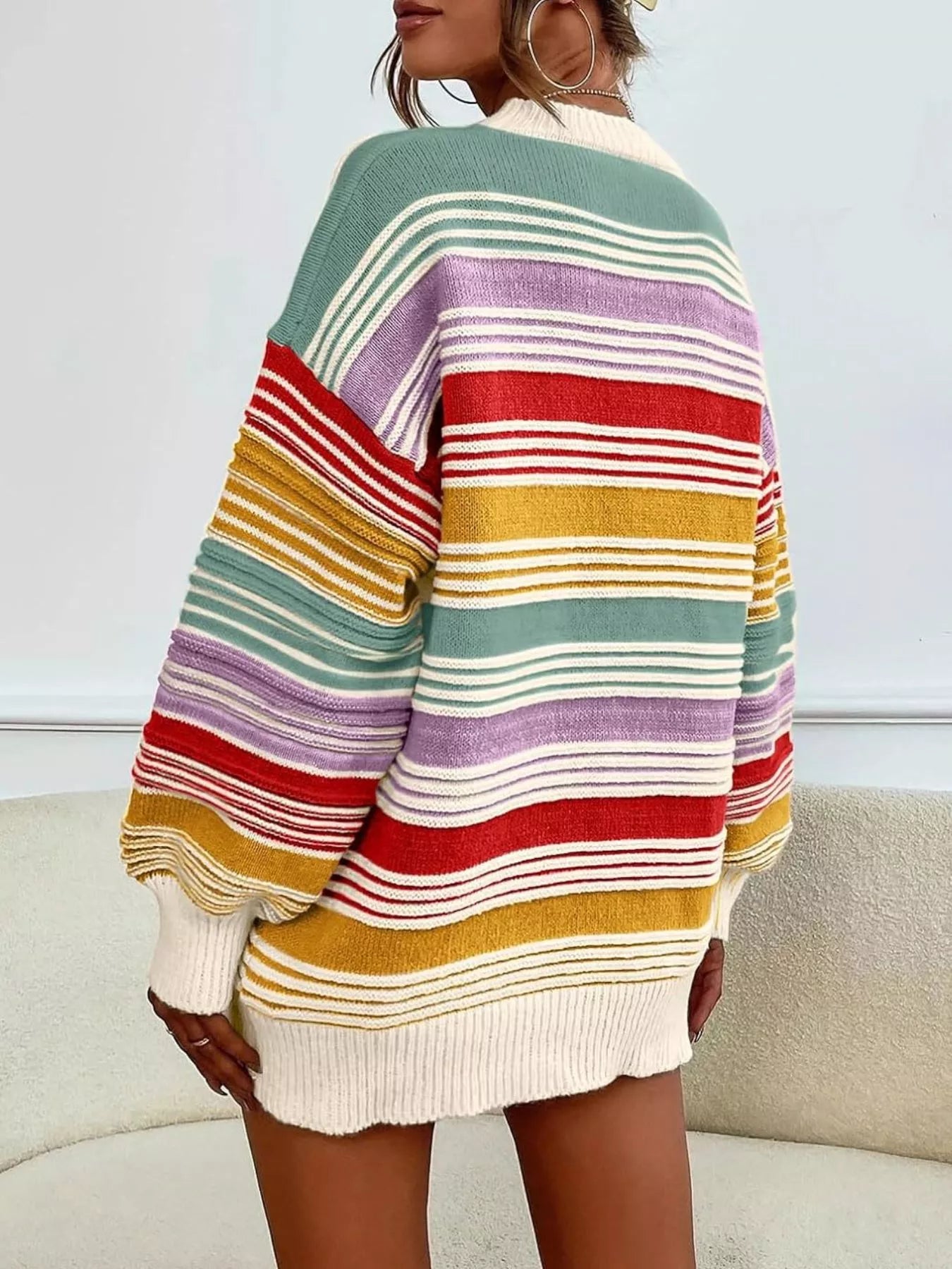 Sarah Express Women's Striped Knit Long Sleeve Sweater