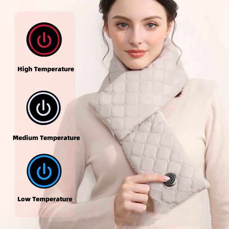 Sarah Express Women's Electric Heated Scarf USB Rechargeable Neck Warmer 3 Temperature Settings Winter Thermal Shawl