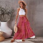Sarah Express Women's High Waist Printed Maxi Dress Loose Fit Casual