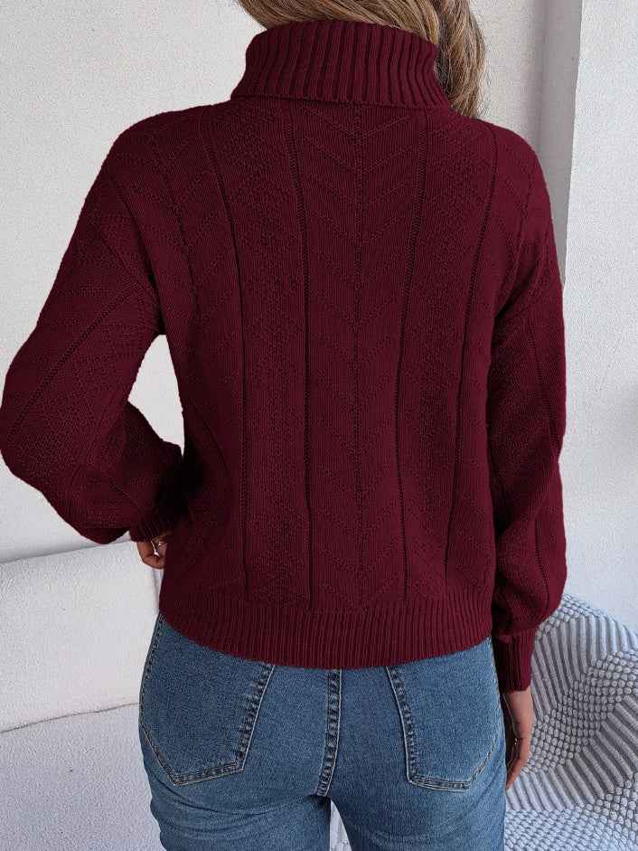 Sarah Express Women's Cable Knit Turtleneck Sweater Long Sleeve Pullover