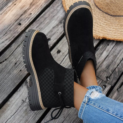 Sarah Express Women's Block Heel Ankle Boots - Suede Mid Heel Booties