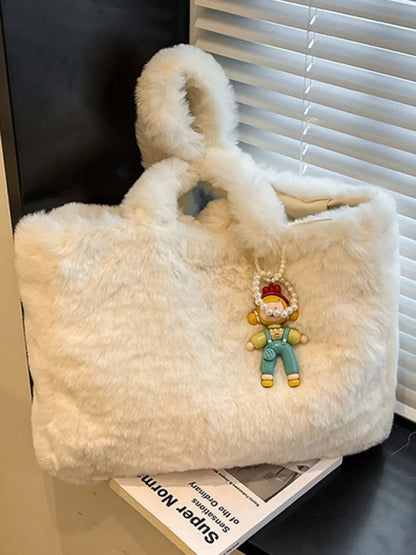 Sarah Express Women's Fluffy Plush Cartoon Charm Shoulder Bag