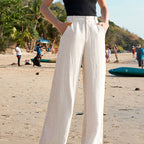 Sarah Express Women's High Waist Straight Leg Cotton Linen Pants Loose Fit Lightweight Summer Trousers