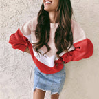 Sarah Express Tricolor Patchwork Knit Sweater Color Block Acrylic