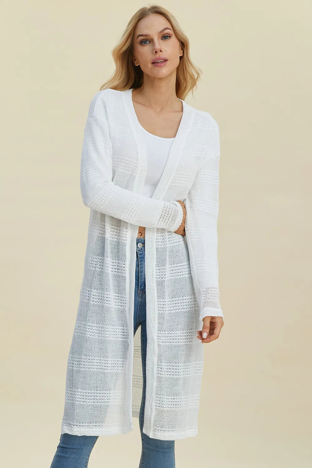 Sarah Express Women’s Plus Size Open Front Longline Cardigan Sweater
