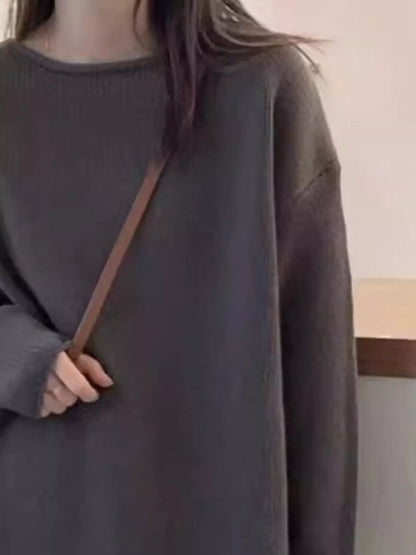 Sarah Express Women's Round Neck Dropped Shoulder Sweater