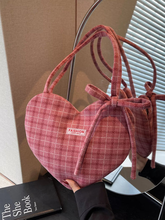 Sarah Express Heart-Shaped Plaid Shoulder Bag - Cute Crossbody Purse for Women