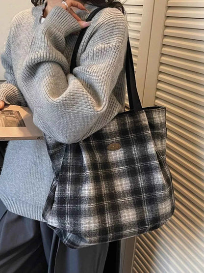 Plaid Pattern Casual Tote Bag