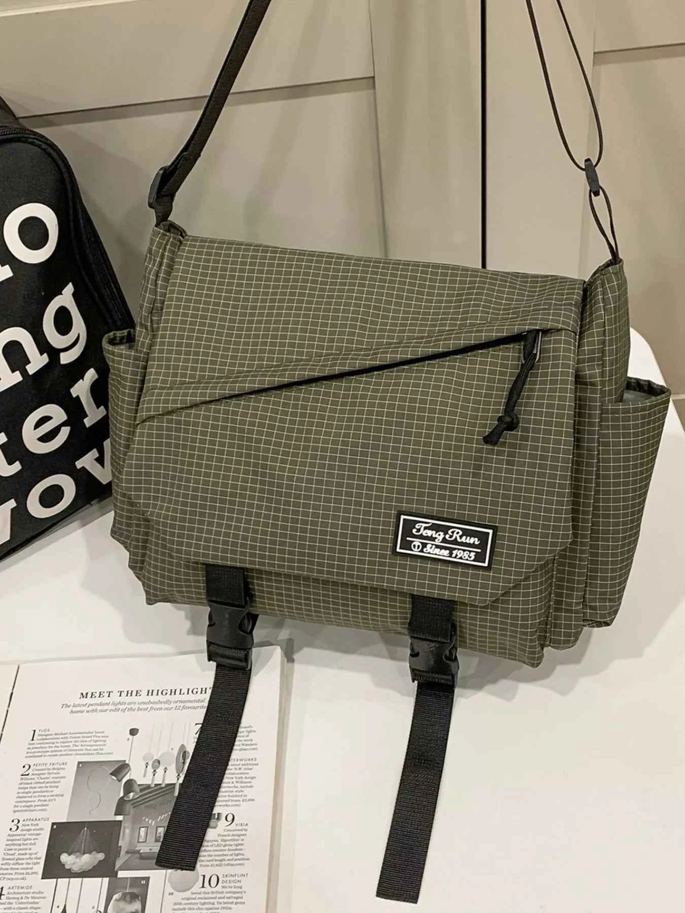 Plaid Buckle Flap Crossbody Bag