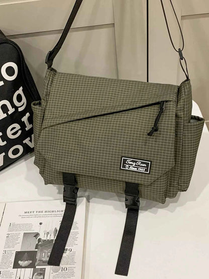 Plaid Buckle Flap Crossbody Bag