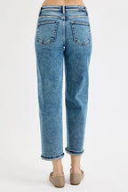 Sarah Express Women’s Plus Size High Rise Cropped Boyfriend Jeans
