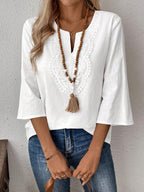 Sarah Express Women's Cotton Batwing Sleeve Blouse Wrap Neck Long Sleeve Casual Top