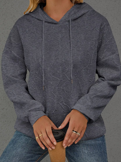 Sarah Express Women's Embossed Lettering Casual Hoodie Plus Size