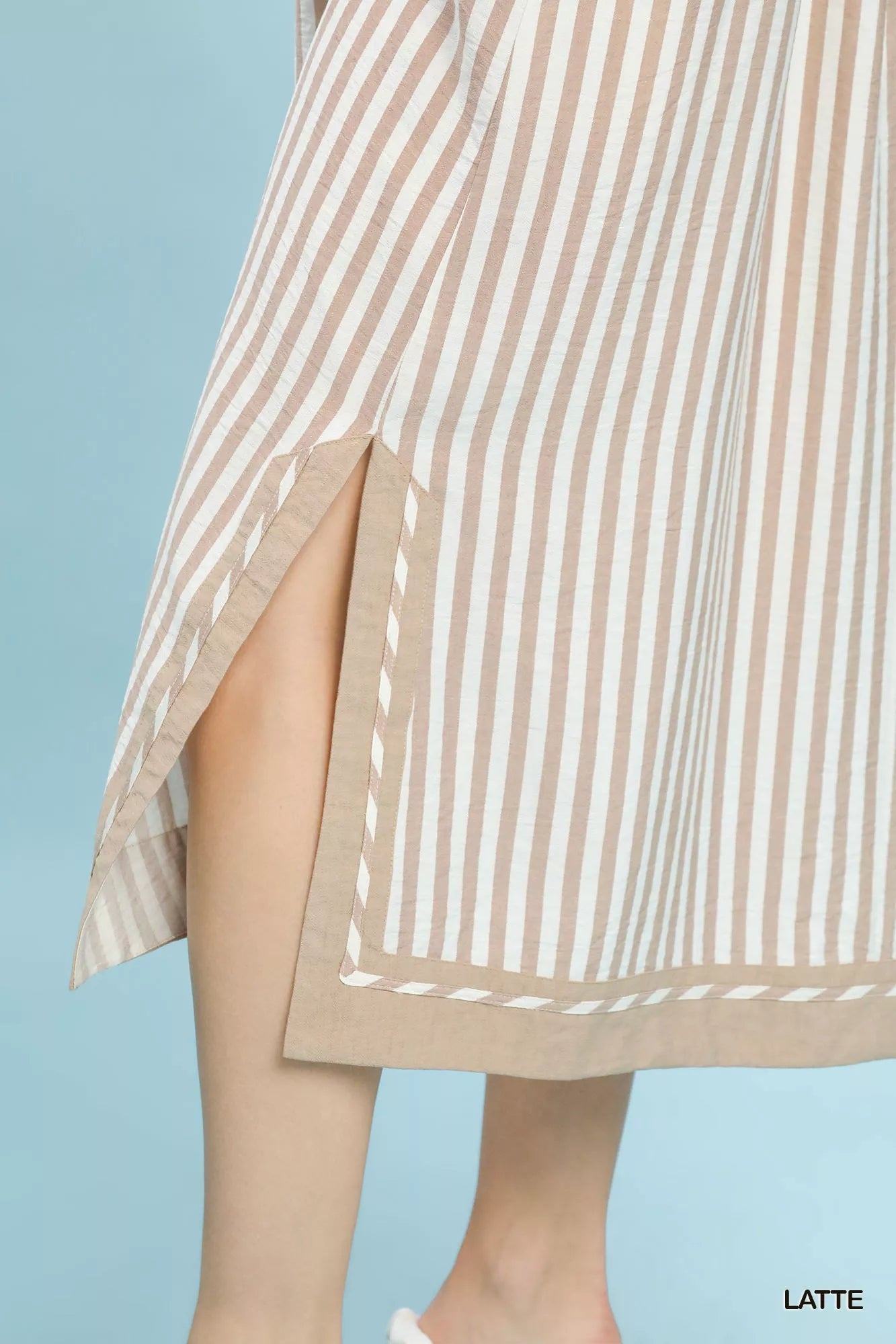 Sarah Express Women's Coastal Stripe Midi Dress with Side Slit