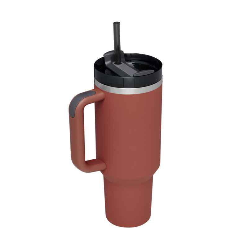 Sarah Express 40 oz Insulated Tumbler with Handle and Straw - Stainless Steel Vacuum Coffee Cup with Lid Red rust 1200ML