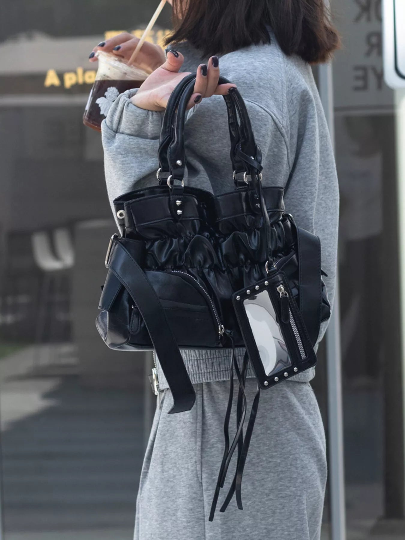 Sarah Express Women's Ruched Leather Crossbody Bag