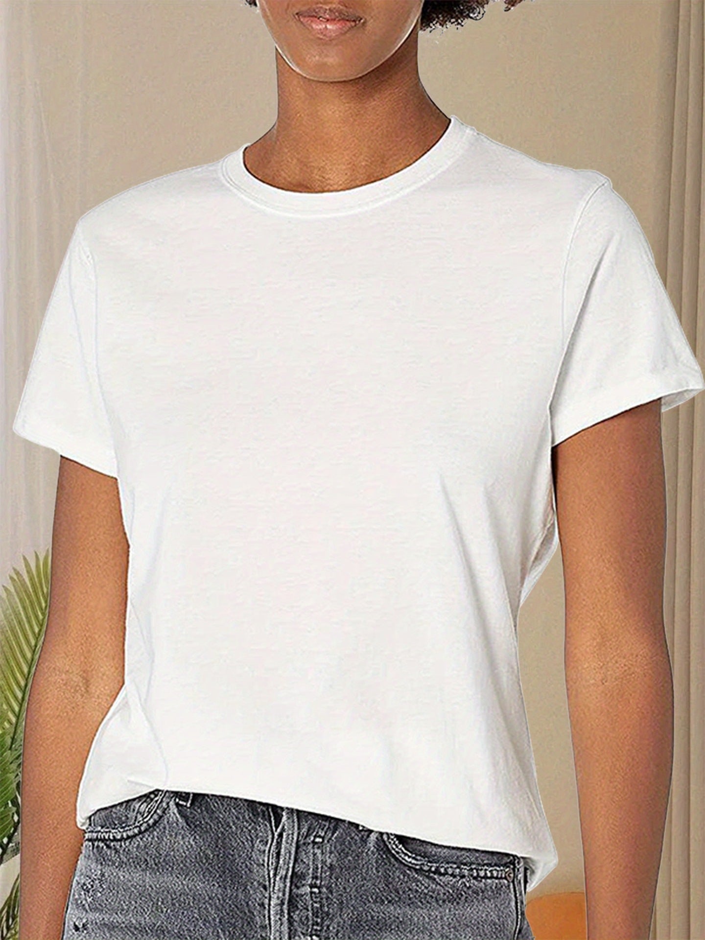 Sarah Express Women's Round Neck Short Sleeve Cotton T-Shirt 3D Print Casual