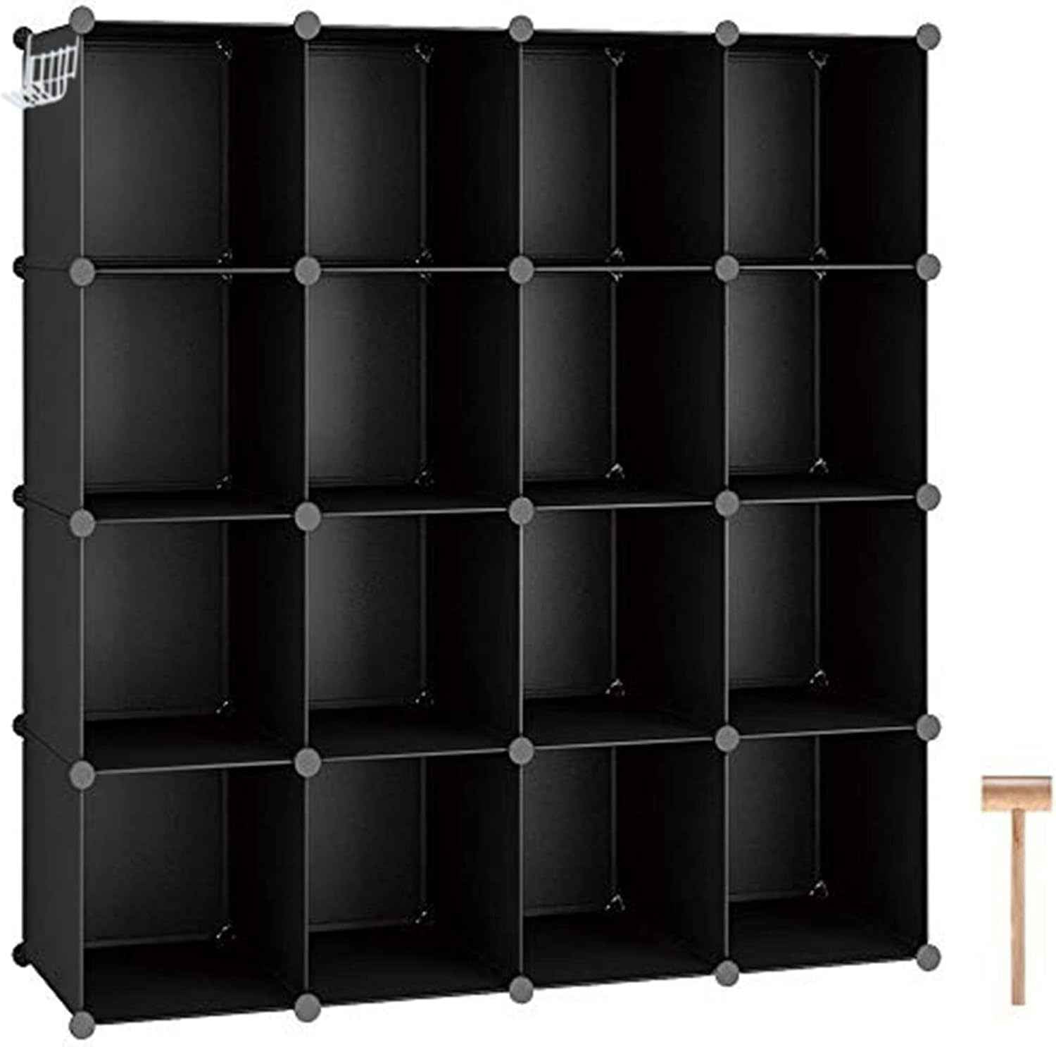 Sarah Express Modular Plastic Storage Organizer Rack - Multi-Grid Cube Shelving System 16 squares