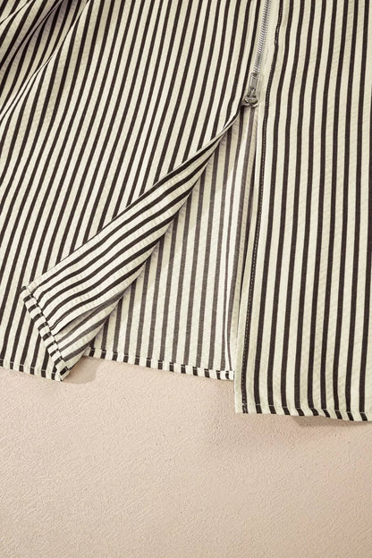 Sarah Express Women's Striped V-Neck Midi Dress - Zip Front Cinched Waist Dress