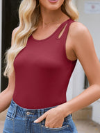 Sarah Express Women's Cutout Round Neck Tank