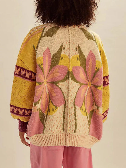 Sarah Express Women's Floral Pattern Button Up Cardigan