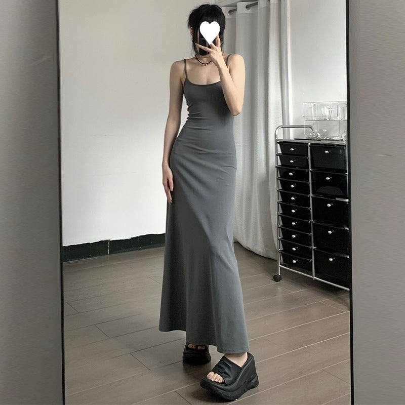 Sarah Express Women's High Waist Slim Fit Cami Strap Maxi Dress