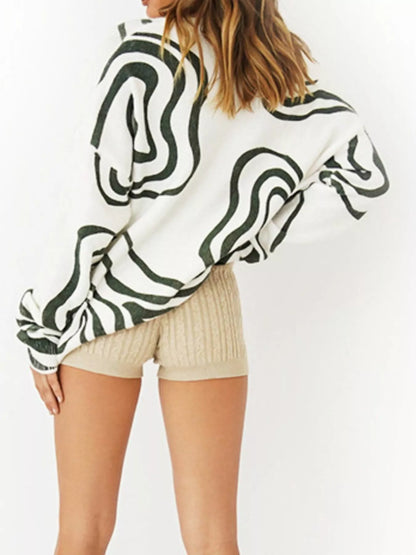 Sarah Express Women's Wave Pattern Oversized Sweater