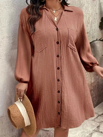 Sarah Express Women's Plus Size Casual Button-Down Shirt Dress