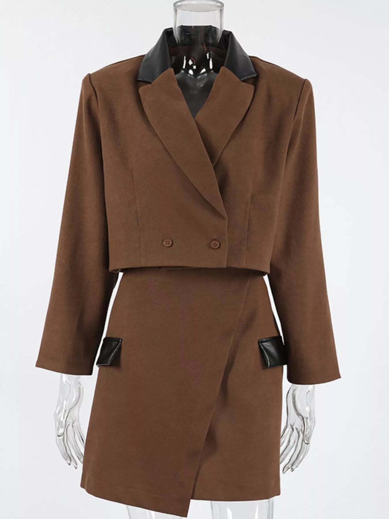 Sarah Express Women's Double-Breasted Blazer & Asymmetrical Skirt Set