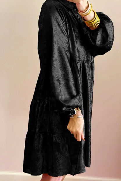 Sarah Express Women's Metallic Sheen Long Sleeve Mini Dress