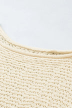 Sarah Express Women's Openwork Boat Neck Raglan Sleeve Knit Top