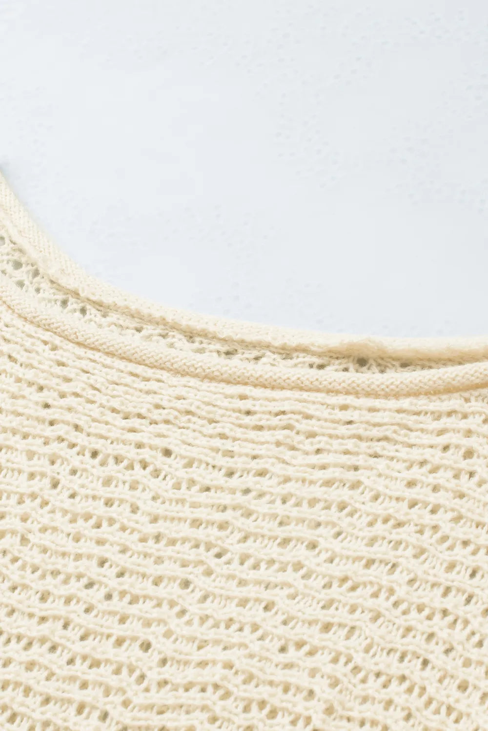 Sarah Express Women's Openwork Boat Neck Raglan Sleeve Knit Top