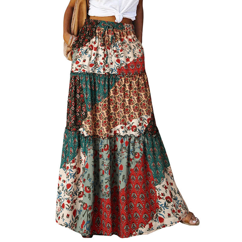 Sarah Express Women's High Waist Printed Maxi Dress Loose Fit Casual