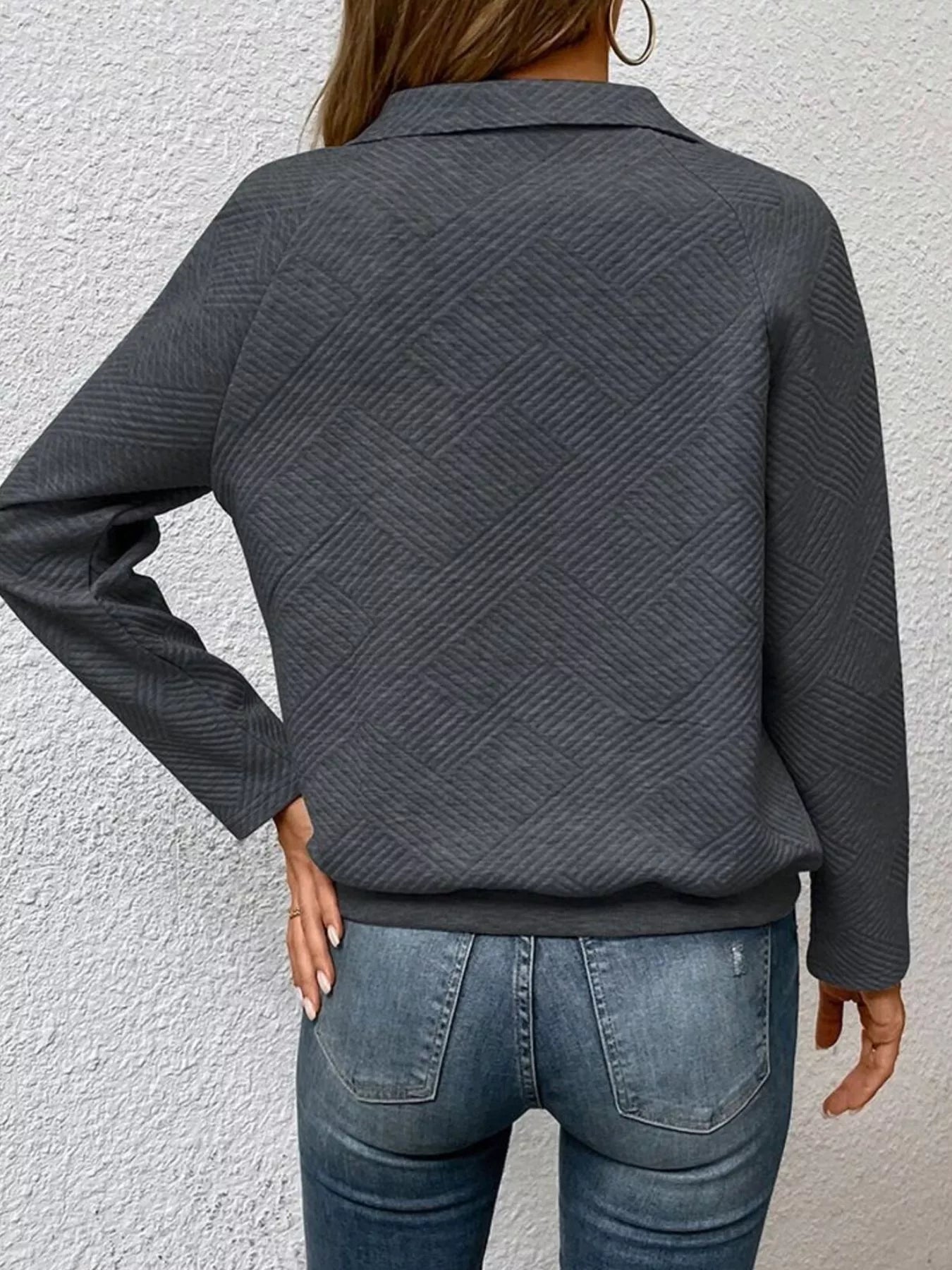 Sarah Express Women's Textured Quarter Snap Sweatshirt