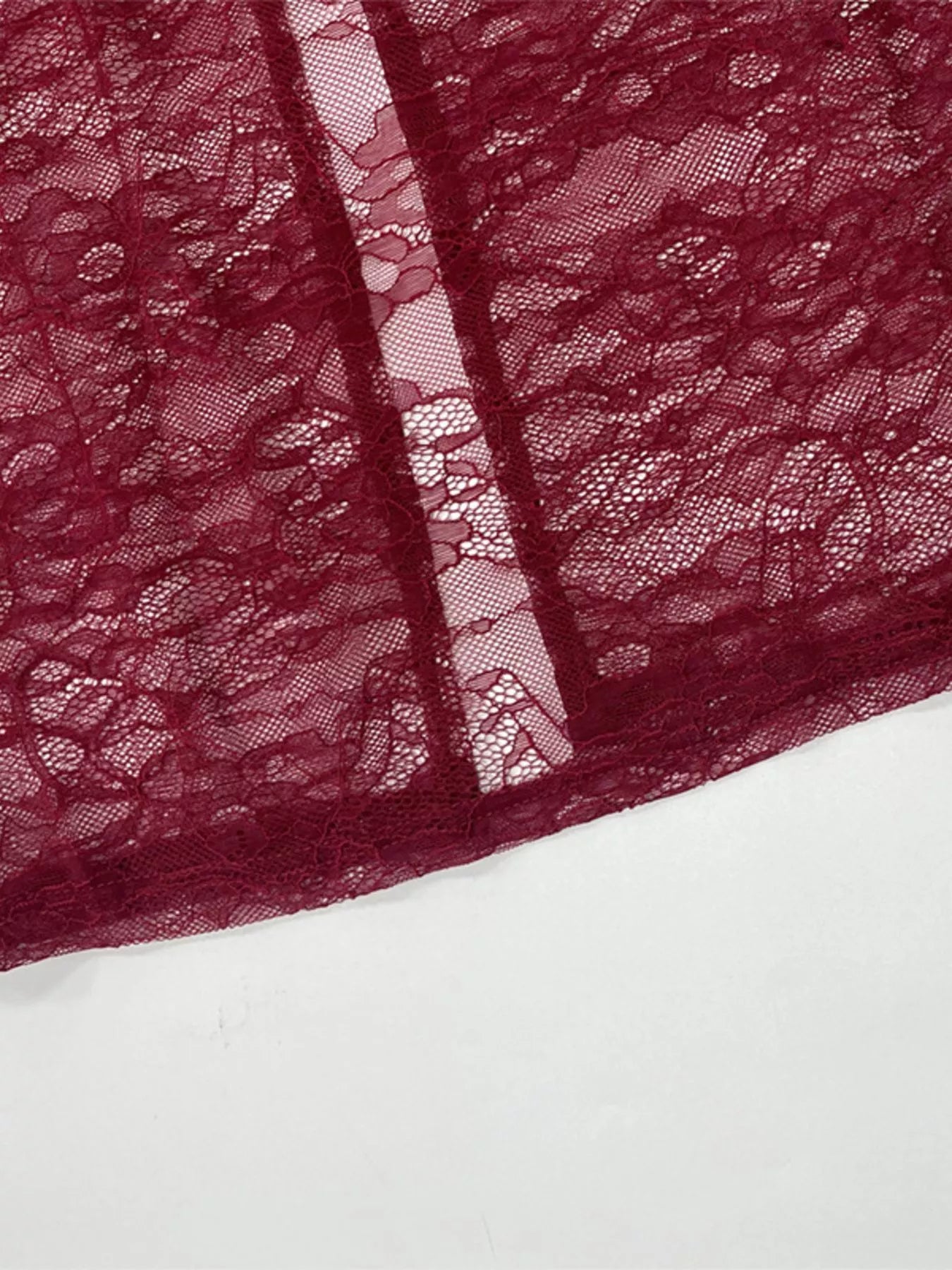 Sarah Express Women's Lace Sheer Mock Neck Long Sleeve Maxi Dress