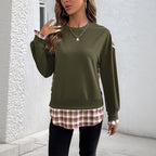 Sarah Express Women's Crew Neck Pullover Sweatshirt Long Sleeve Loose Fit