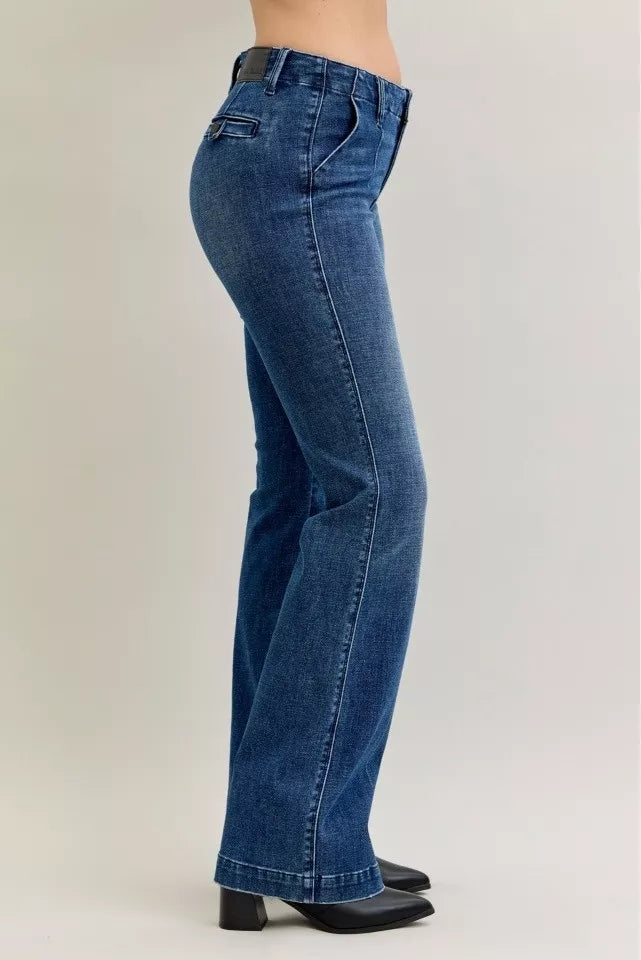 Sarah Express Women’s Plus Size Mid Rise Bootcut Jeans with Welt Pockets
