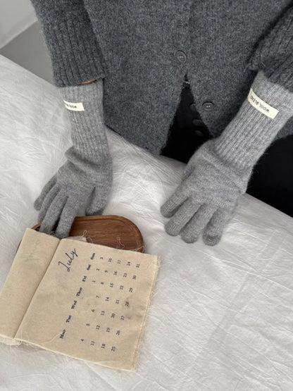 Sarah Express Women's Warm Knitted Gloves Light Gray One Size