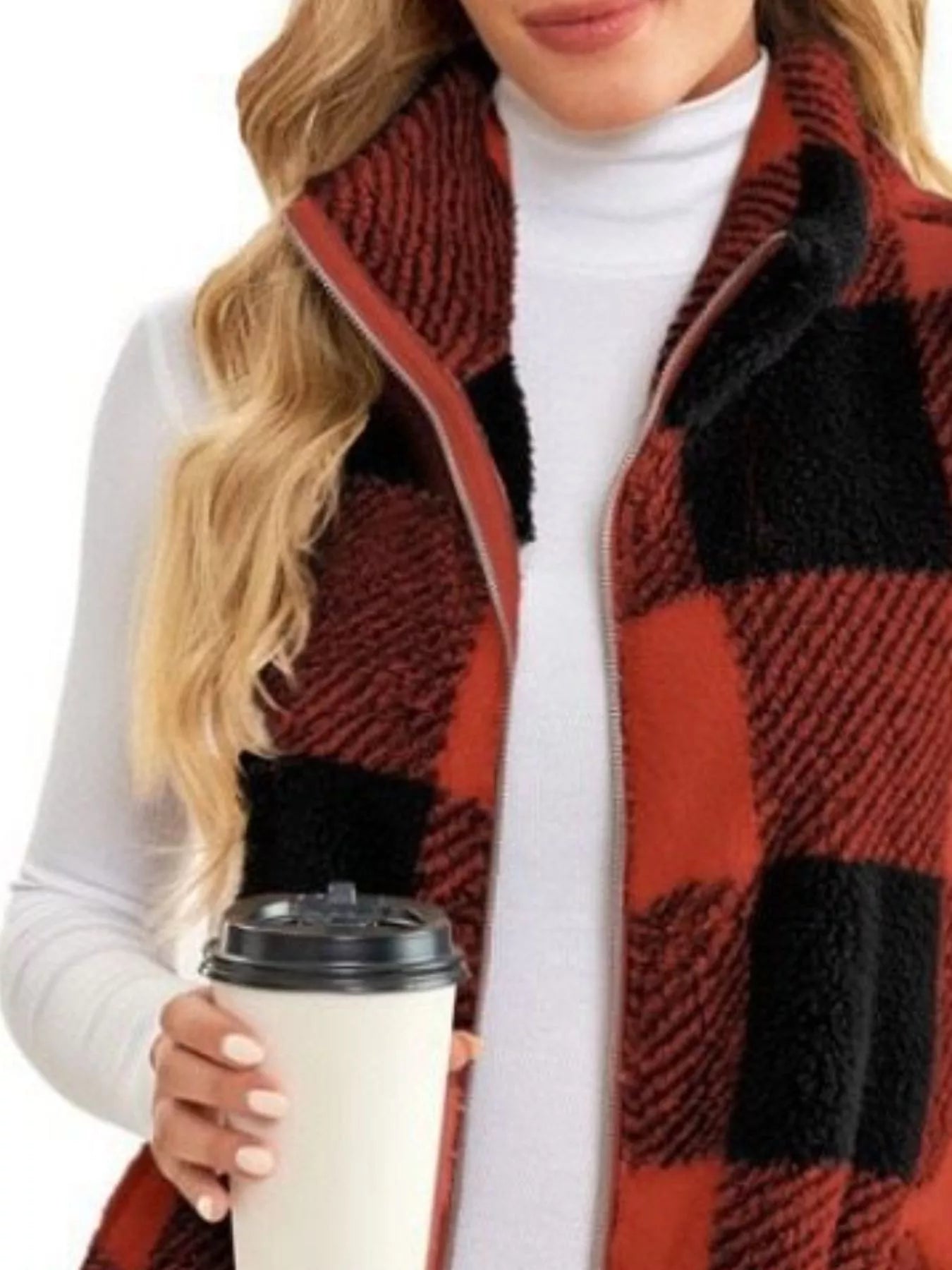 Sarah Express Women's Color Block Zip Up Vest Coat Plus Size