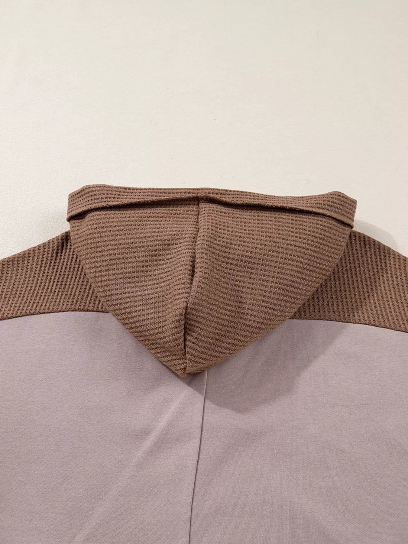 Sarah Express Women's Oversize Waffle Patchwork Exposed Seam Casual Hoodie