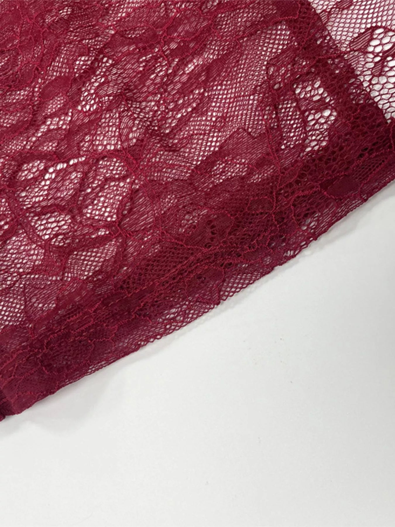 Sarah Express Women's Lace Sheer Mock Neck Long Sleeve Maxi Dress