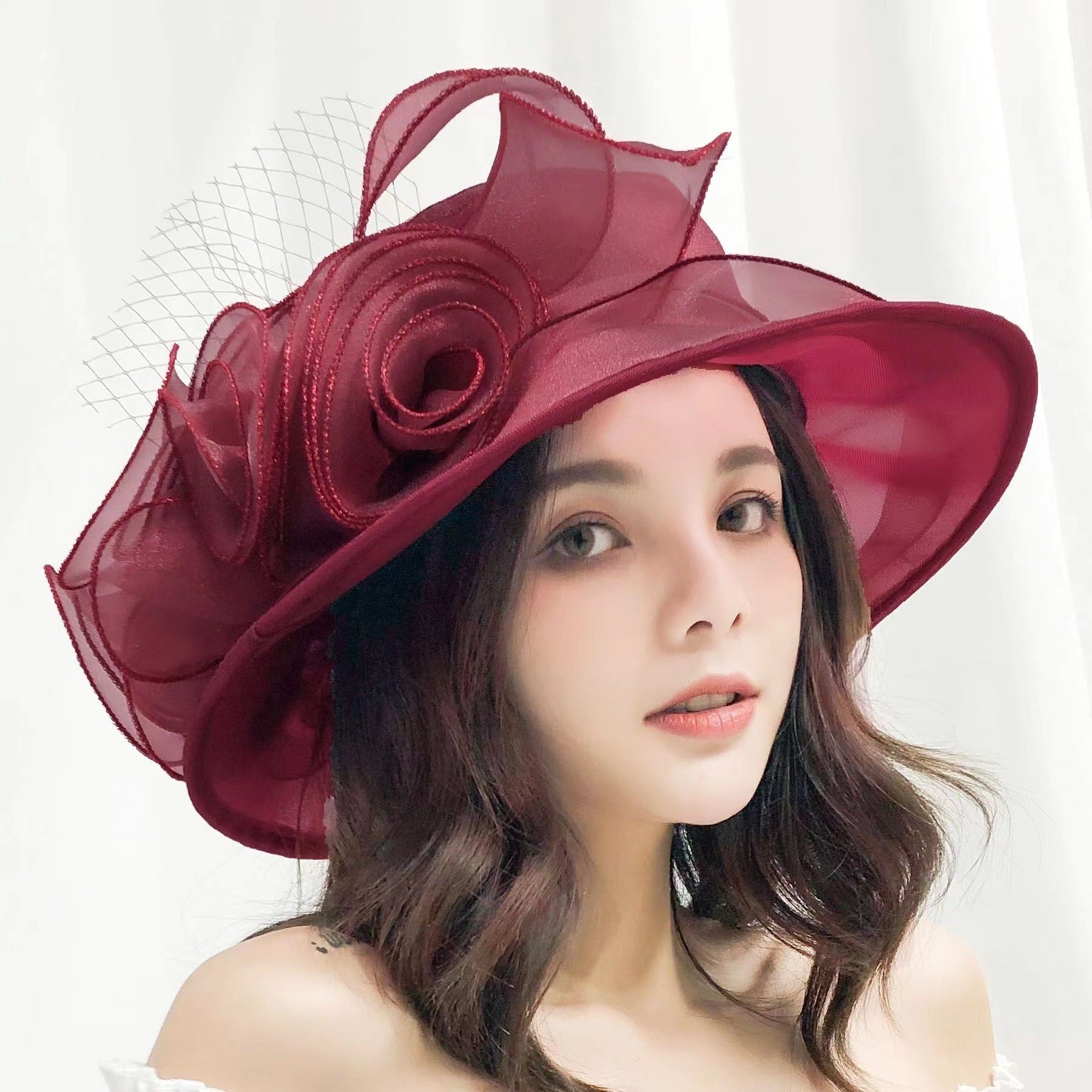 Sarah Express Women's Mesh Organza Bowler Sun Hat Breathable Foldable